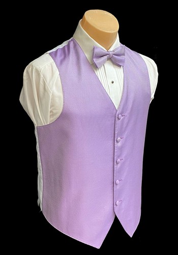 Men's Armanno Lilac Purple Tuxedo Vest & Bow Tie Groom Wedding Prom Medium M - Picture 3 of 5