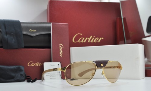 Gafas de sol vintage Cartier edición decoración Santos Dumont marco madera gafas de sol madera - Imagen 18 de 24
