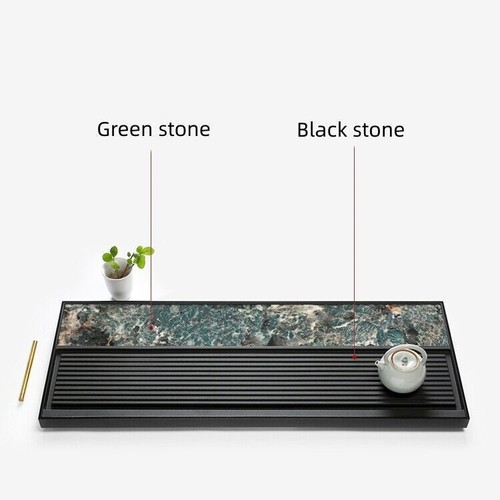 weighted stone tea tray water draining black stone serving tray natural stone - Picture 5 of 12
