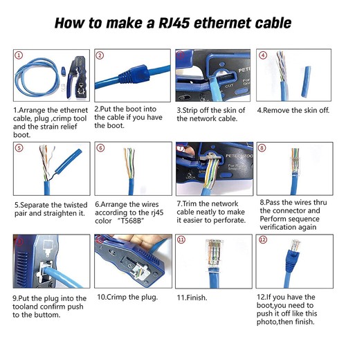 Crimping Tool Network Crimper RJ45 EZ Pass Through for Cat6a 8P8C Cat7 Connector - Picture 3 of 8