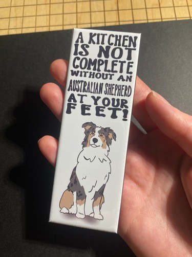 Blue Merle Australian Shepherd Dog Art Magnet Gift Collectible Kitchen Decor - Picture 12 of 12