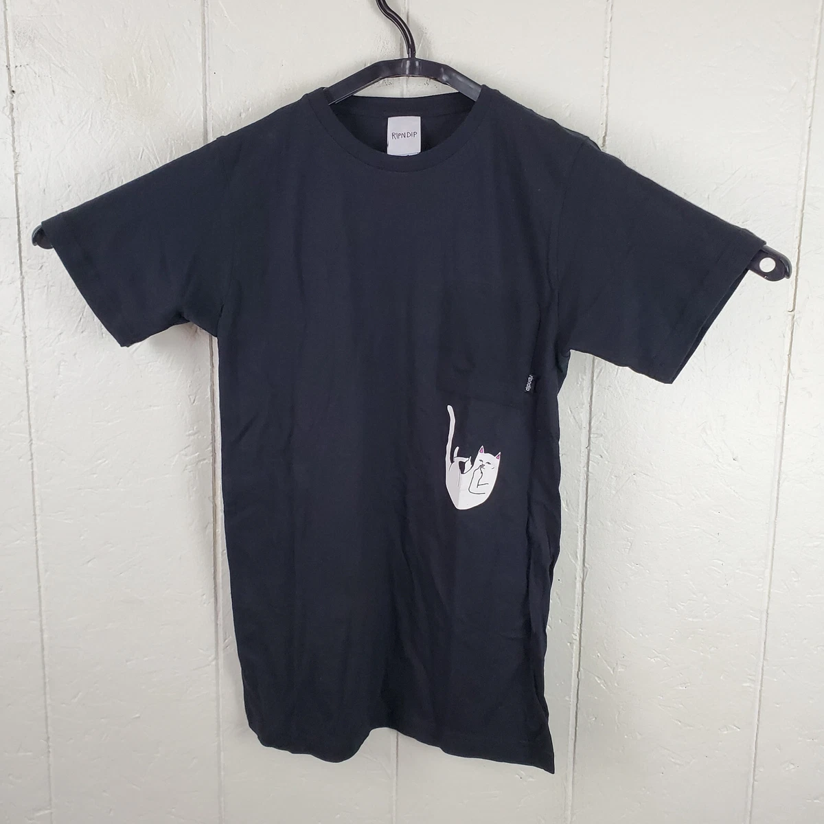 T-shirt RIP NIP Homme - Bleu Tie-dye - Chat - Taille XL - Vintage
