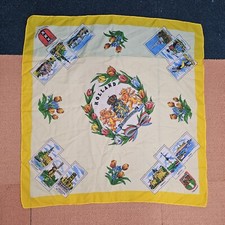 Stain Scarf Souvenir Holland Amsterdam Yellow 29x28 Vtg Keepsake Military S6a