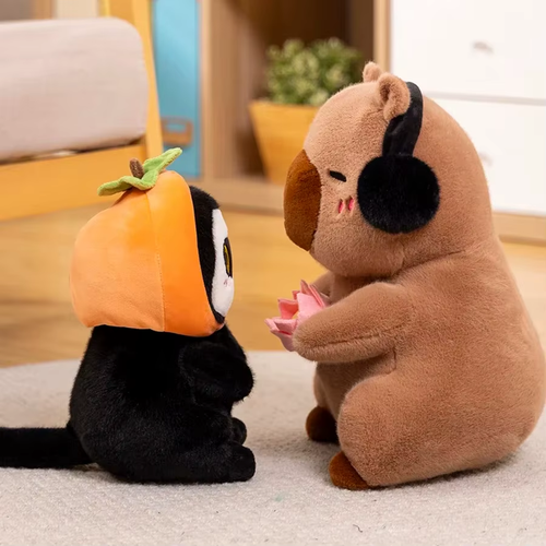 Cute Capybara Plush Toy Stuffed Animals Capybara Hold Lotus Flower White-Face Mo - Picture 6 of 25