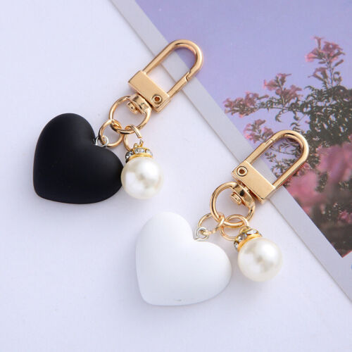 Heart Shape Keychain With Pearl Charms Trendy Headphone Case Bag Ornaments - Afbeelding 1 van 10