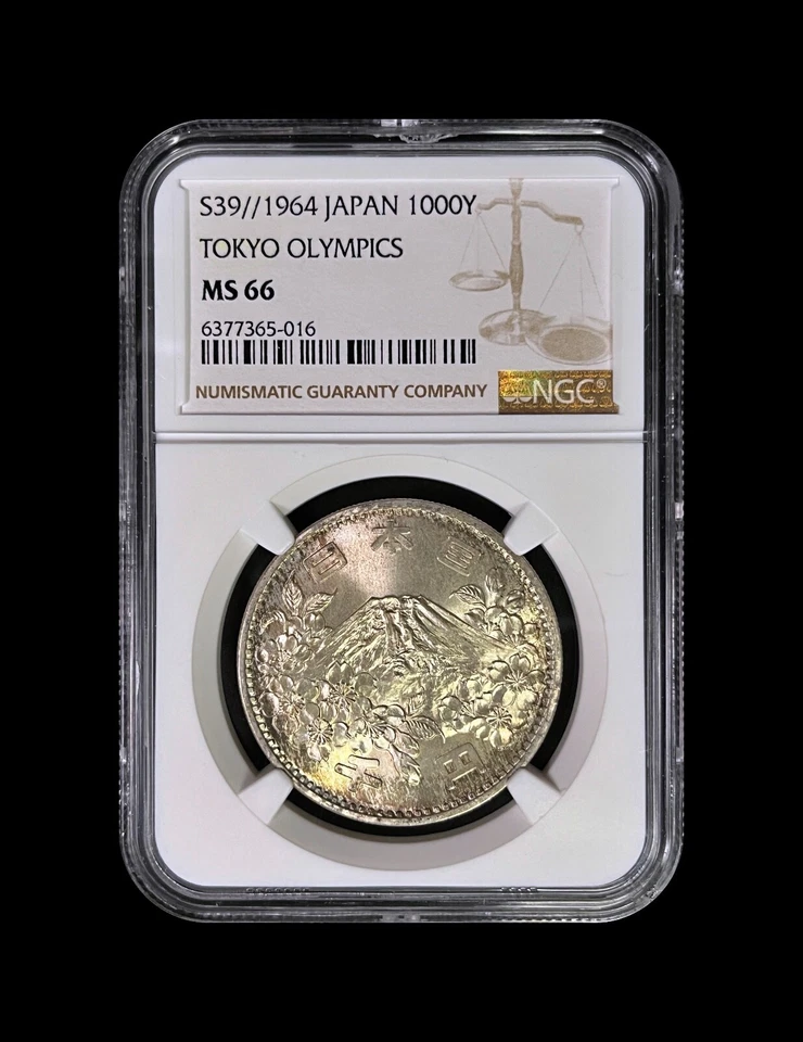 JAPAN. 1964, 1000 Yen, Silver - NGC MS66 - Tokyo Olympics, Mt. Fuji, Toned 16 - Image 2 of 4