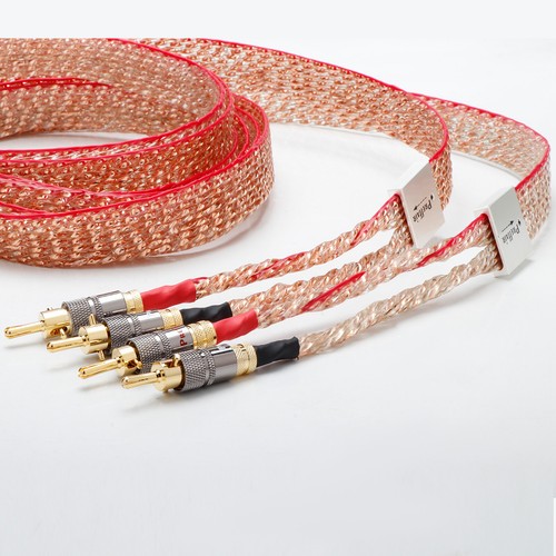 2PCS HIFI Speaker Cable 5N OCC Copper Single-Wire Audiophile Cord W/ Banana Plug - Picture 5 of 17