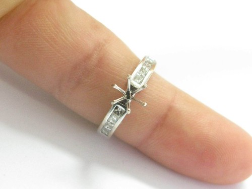 Princess Cut Diamond Semi Mount 18Kt White Gold .50Ct ( Round 1.00Ct ) - Picture 5 of 5