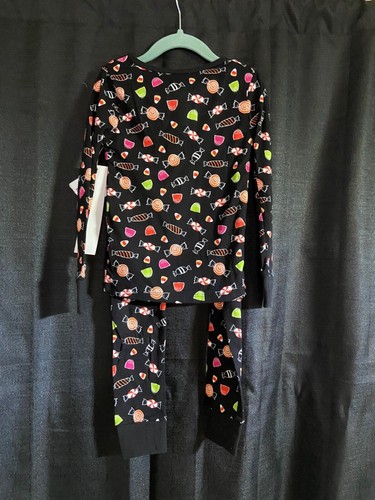 Way To Celebrate Halloween 👻🎃Girls Black Candy Pajama Sleep Set Size 4 - Picture 2 of 2