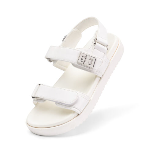 Girls Kids Hook & Loop Slide Sandals Open Toe Two Strap Casual Sandals - Picture 27 of 38