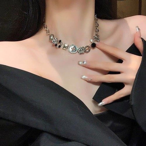 925 Versilbert Schmuck Schwarz Edelstein Braut Herz Knöpfe Anhänger Kette Gift - Bild 3 von 4