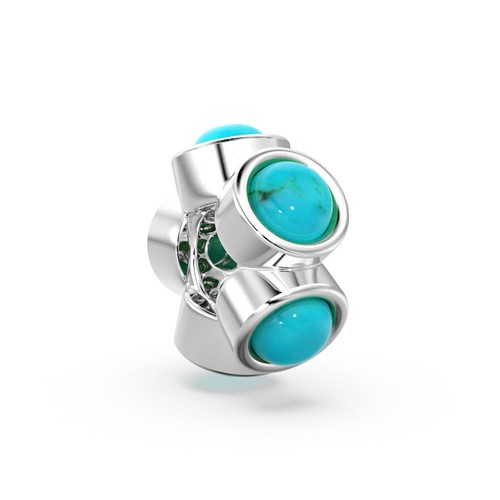Sleeping Beauty Turquoise Solid Gold Bead Spacer Finding 14k Turquoise Spacer - Picture 9 of 9