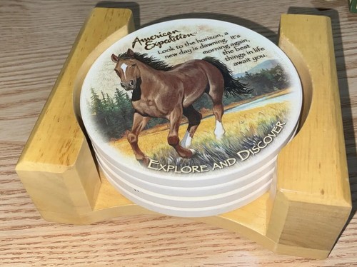 Juego de 4 posavasos American Expedition con respaldo de corcho Explora en Discover Horse - Imagen 1 de 19