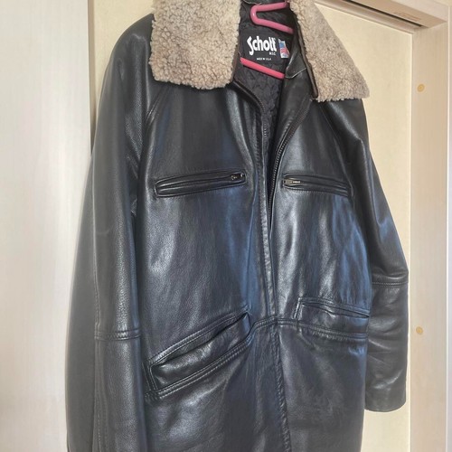 Schott Military Jacket Half Leather Black Coat Size 40 Men's Used from Japan - Picture 8 of 20