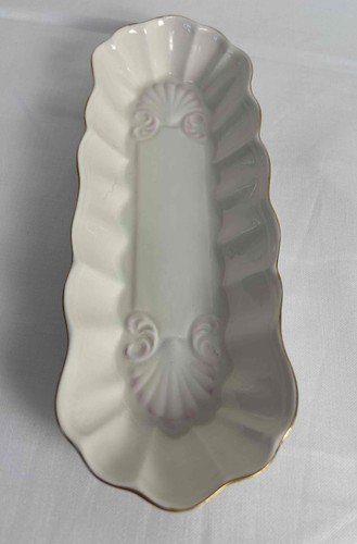 Belleeck Ireland Pink  Scalloped Edges Floral Embossing Gold Trim Dish - Picture 2 of 7