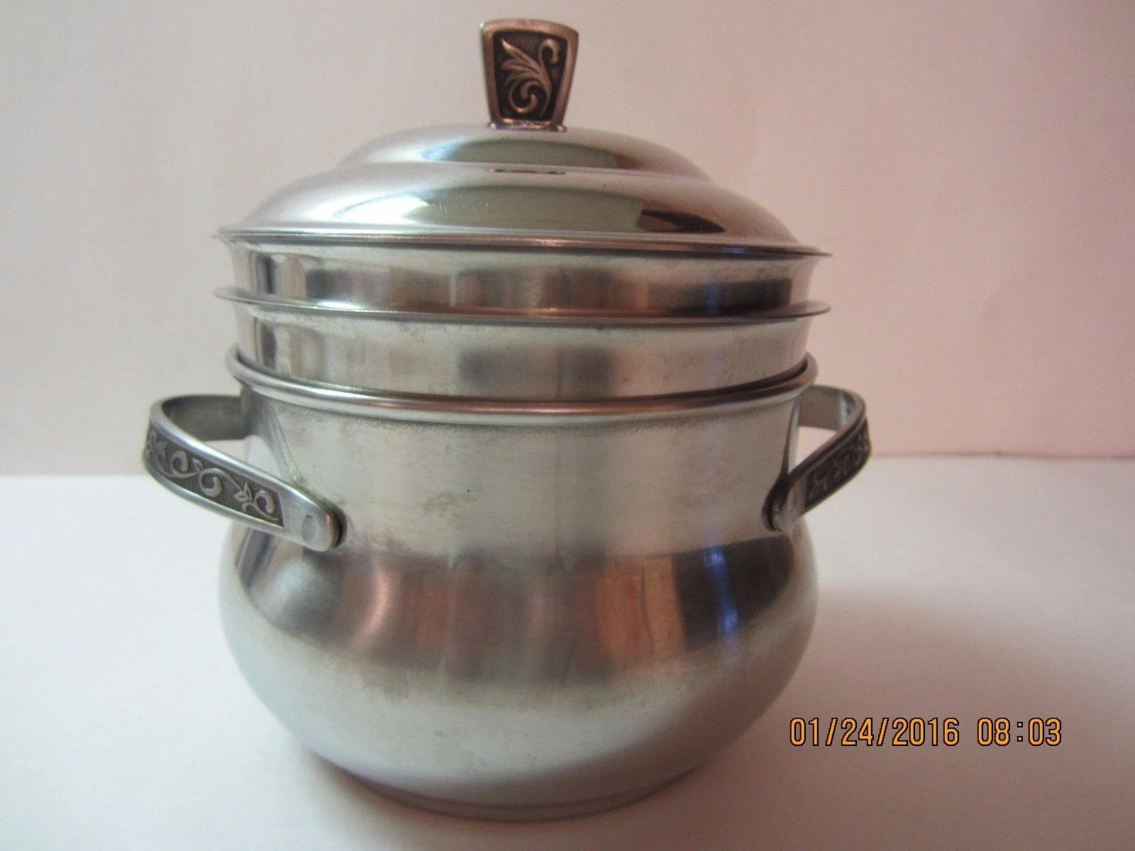 Vintage Stainless Steel Server Pot By Monterey & Gense Sweden-Scroll Handles