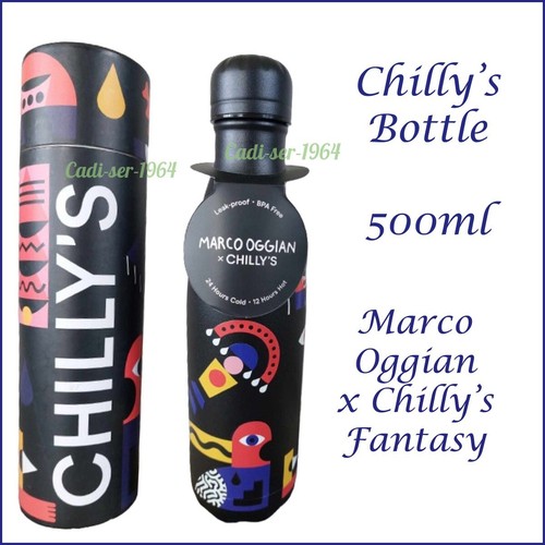 Chilly's Bottle Marco Oggian Fantasy Water Bottle 500ml Leak Proof Screw Top NEW - Picture 17 of 24