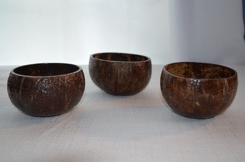 Set of 3 Handmade Hand-carved Coconut Bowls - Picture 20 of 24