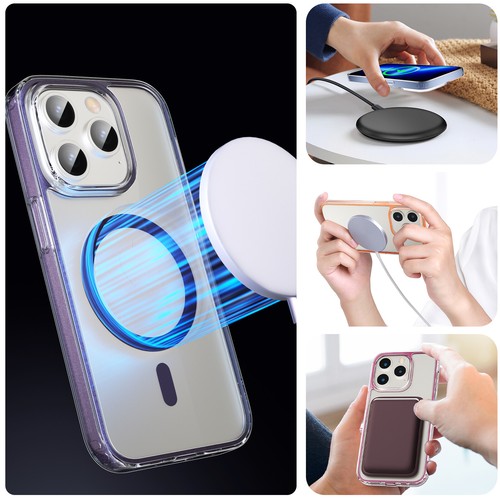 Funda de teléfono MagSafe magnética transparente ajustada + Protector de pantalla GRATIS para iPhone 15 Pro - Imagen 3 de 24
