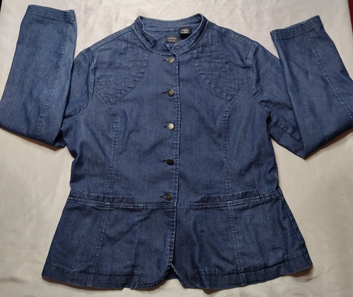 nicole by Nicole Miller Women 16 Blue Cotton Flex Button-Up Denim Jean Jacket - Picture 8 of 19
