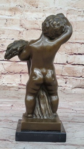 FIGURA DESNUDA Hombre NIÑO JOVEN ESTATUA DE BRONCE FIGURA ART DECO ESCULTURA Firmada - Imagen 5 de 10