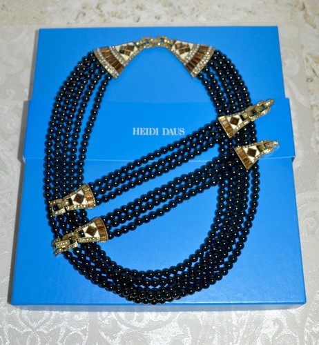 420 $ Heidi Daus "Deko Meister Verschluss" Halskette Armband Ohrringe Set schwarzer Topas - Bild 2 von 9