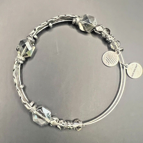 Alex and Ani Silver-Tone Beaded Expandable Bangle Bracelet - Elegant & Stylish