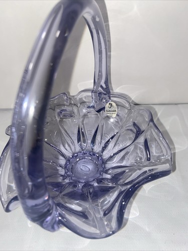 VTG Fenton Art Glass Basket Candy Dis w/ Handle Lavender Lilac 6" D x 6.5" H-F - Picture 3 of 8