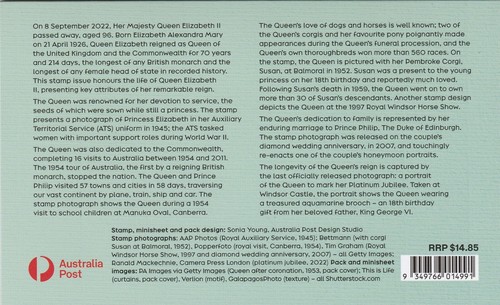 AUSTRALIA 2023 - QUEEN ELIZABETH II en Memoriam CONJUNTO Y MINIHOJA AMBOS MONTADOS en PAQUETE - Imagen 3 de 3