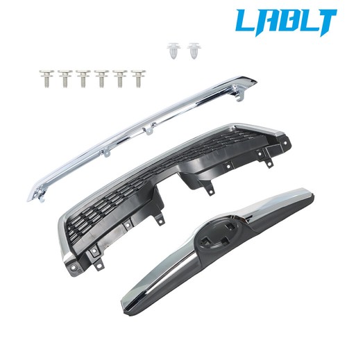 Parrilla de parachoques superior delantera LABLT cromada negra para Subaru Forester 2014-2018 - Imagen 3 de 12