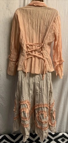 My Design Paris M/L Crinkle Corset Quirky Jacket + Skirt Embroidered Summer Set - Picture 2 of 24