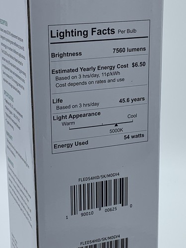 175W HID Equivalent 54W LED Light Bulb E39 Base 7560 Lumens 5000K Daylight White - Picture 7 of 12