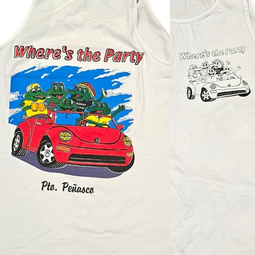 VTG 90s Penasco Mexico Vacation Party Tank Funny Alligator Graphic Beer Drinking - Picture 11 of 11