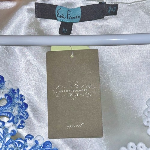 NEW Anthropologie Floral Blue White Eyelet Dress Spring Summer Sz 10 Eva Franco - Picture 6 of 11