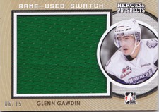 14-15 ITG Glenn Gawdin /15 Jersey Swatch Swift Current Broncos GOLD 2014