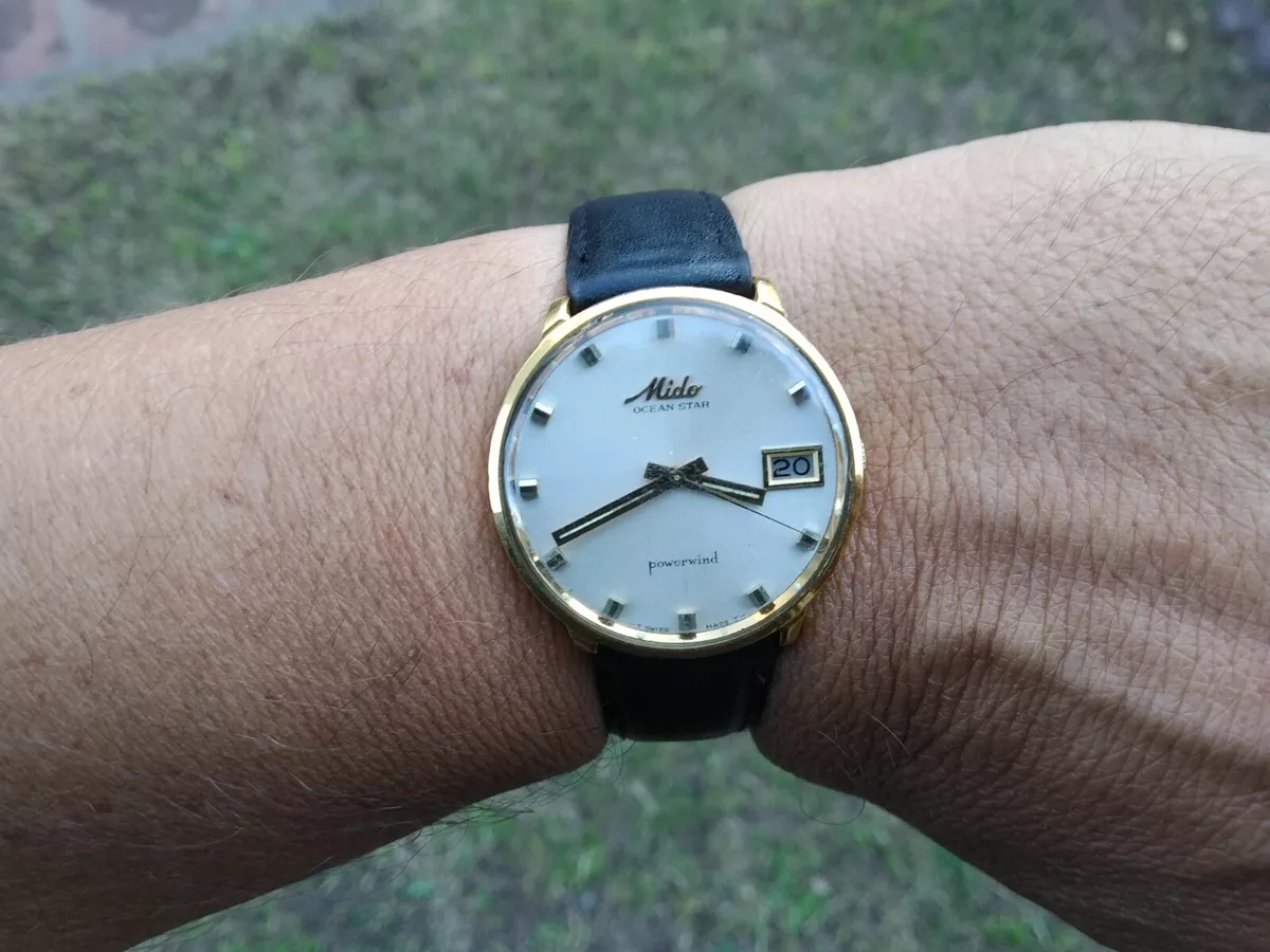 MIDO OCEAN STAR POWERWIND GOLD PLATED STEEL ALL ORIGINAL CROWN AUTOMATIC