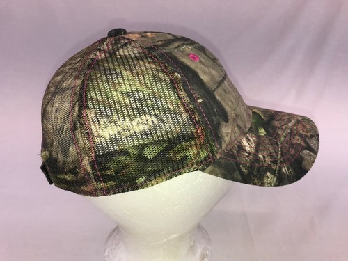 Womens Mossy Oak Baseball Cap Strapback Hat Camouflage & Pink Mesh Adjustable - Picture 5 of 7