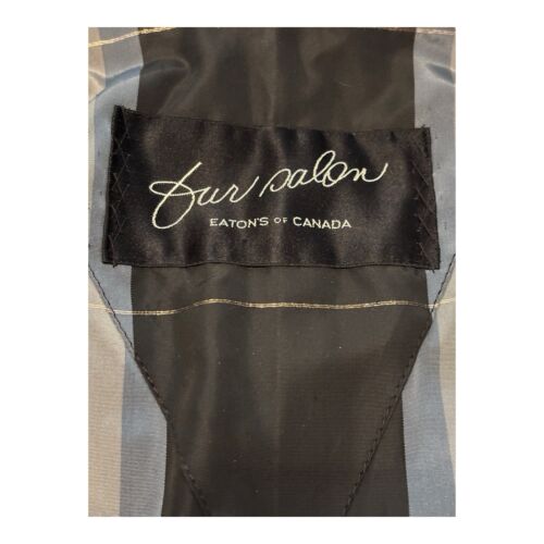 Eatons Canada Fur Salon Coat Small Black Persia Curl Lambs Wool Mink Fur Collar - Picture 3 of 10