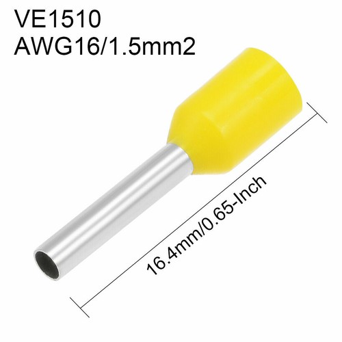 VE1510 Insulated Cord Pin End Electrical Crimp Terminal AWG16 Yellow 1000 Pcs⊕IK - Picture 3 of 4