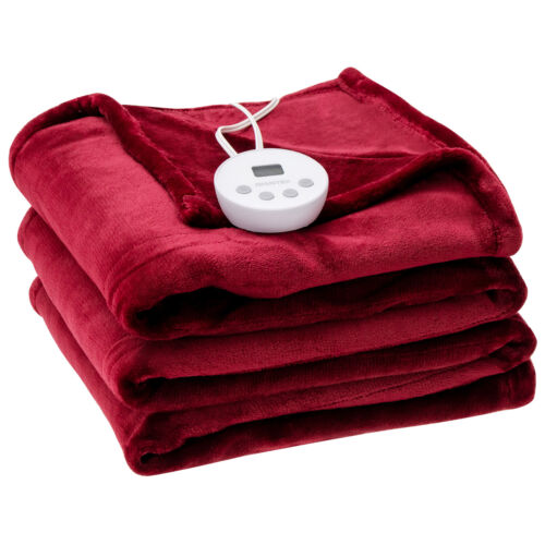 62" x 84" Heated Blanket Twin Size Electric Heated Throw Blanket w/ Timer Red