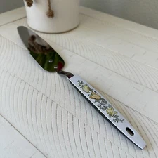 Vintage Cheese Spatula Knife Spreader Stainless Steel Made in USA Veggie Design