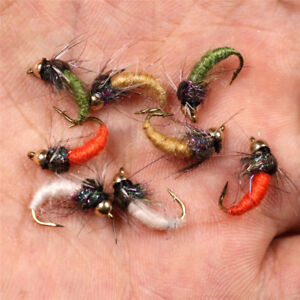 8PCS-Set-12-Brass-Bead-Head-Caddis-Nymph-Fly-for-Fly-fishing-Trout-Pan-Fish