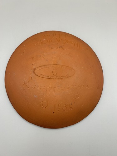 Earthen Vessel Redware Pottery Plate 6.25"W Cute Pig Design - Picture 6 of 6