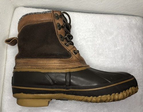 HH Brown Duck Feet Boots 8" Thinsulate Tan/Brown Mens Size 7 Handcrafted Vintage - Picture 3 of 9
