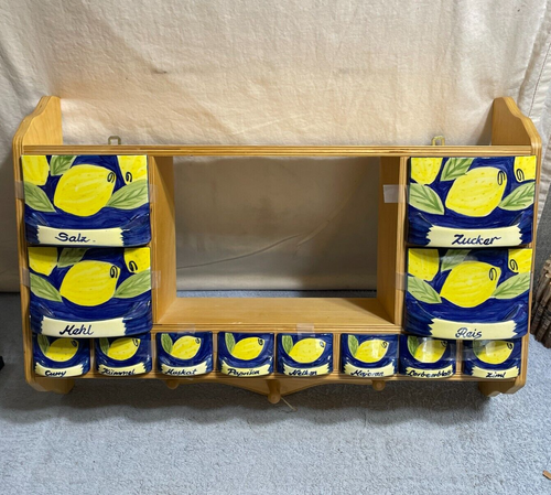 Hand Painted 12 DRAWER Ceramic SPICE RACK Wall Mount 3 Acc Posts BIRKO POLAND - Picture 2 of 19