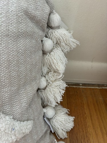 Sweet Street Ghost Halloween Knit Throw Pillow Tassels Pink + Grey Lot Matching - Picture 5 of 12