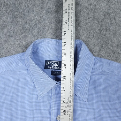 Ralph Lauren Hemd Herren Medium 15,5 34 Blau Lowell Micro Check Designer Glatt - Bild 9 von 10