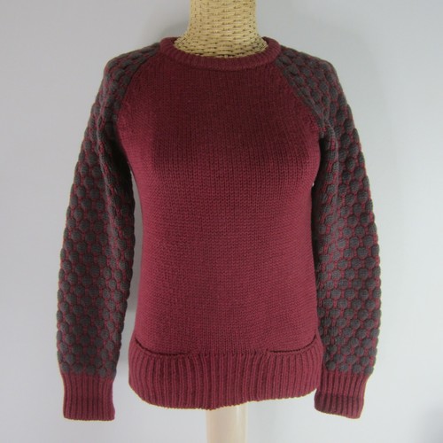 Vtg 80s Gil Aimbez Brae Sport Womens S Maroon Purple Gray Wool Pullover Sweater - Picture 4 of 10