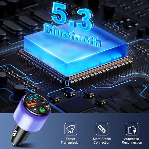 Bluetooth Auto FM Transmitter Radio Musik Adapter PD QC3.0 Zigarettenanzünder - Bild 6 von 12
