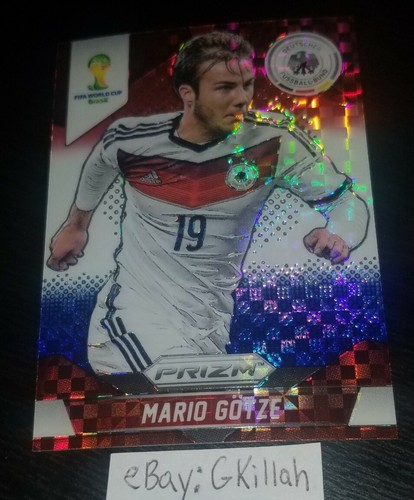 Panini Prizm Coupe du Monde 2014 Mario Gotze Rouge Blanc Bleu Power Plaid #89 Allemagne - Photo 3/3